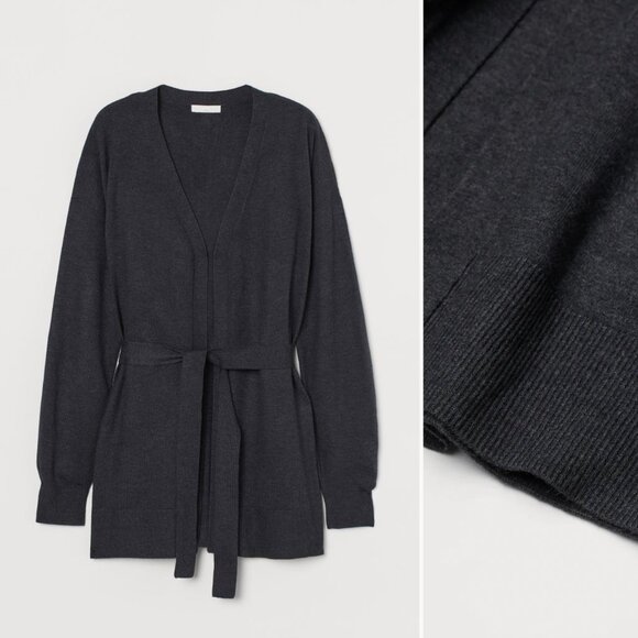 *H&M Dark Grey Cardigan with Tie Belt - Picture 3 of 8